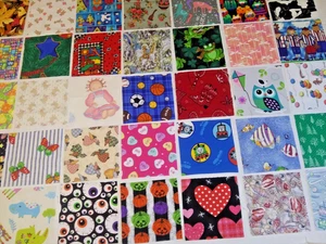 Quilt Quadrate 35 I Spy Kinder Baumwolle Stoff Blöcke Neuheit 35/5 Zoll keine Duplikate - Bild 1 von 4