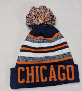 Gorro tejido de colores Chicago Bears con pompón en la parte superior adulto talla única - Imagen 1 de 5