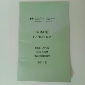 Inmate Handbook Millhaven Maximum Institution 1980 Prison Guide Tragically Hip - Picture 1 of 21