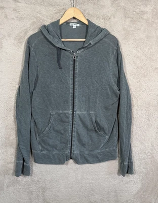 James Perse Hoodie Womens Medium Gray Full Zip Garment Dyed Cotton Made in USA - Image 1 of 4