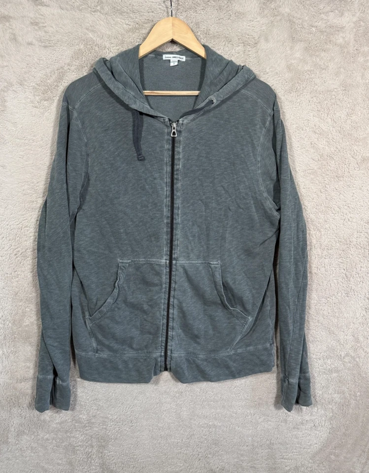 James Perse Sudadera con Capucha Mujer Gris Medio Cremallera Completa Prenda Teñida Algodón Hecha en EE. UU. Foto 1 de 4