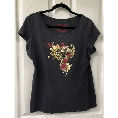 Seven Vintage xl tshirt 100% cotton royal crown peace roses y2k 90s rock - Image 1 of 4
