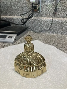 Vintage-Victoriano, Campana de Sirviente de Latón, Estatuilla Southern Belle, Vestido de Crinolina - Imagen 1 de 8