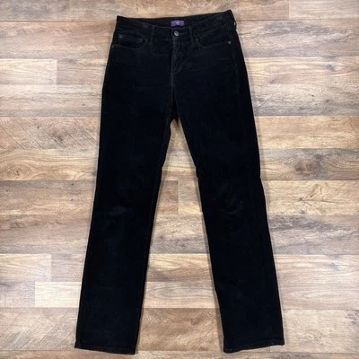 Calça NYDJ feminina 30x31 veludo preto perna reta elástica - Imagem 1 de 4