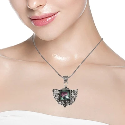 Ruby  Necklace Zoisite  Amethyst Handmade Gifted 18" Gemstone - Image 1 of 4