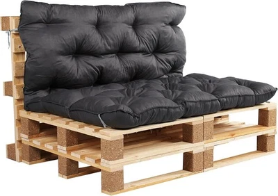 ML-WOHNEN Palettenkissen mit Rückenlehne ca. 120 x 140 x 10 cm Europalette Auflage Grau