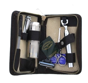 Chervo Calf Hide Travel Shaving Dark Brown - Picture 1 of 5