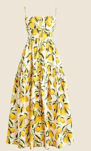 J.Crew A Line Midi Dress in Limoncello Lemon Print Sz 4 - Picture 1 of 8