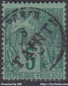 TAHITI : ALPHEE DUBOIS 5c SURCHARGE N° 10 OBLITERATION CHOISIE - COTE 75 € - Picture 1 of 2