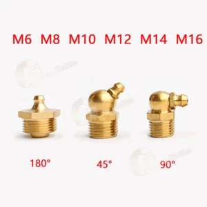 Brass Grease Nipple Straight & 90° & 45° Brass Fittings M6 M8 M10 M12 M14 M16 - Picture 1 of 9