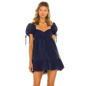 Vestido Amanda Uprichard Sicilia, azul marino y negro, talla pequeña, 100 % poliéster, nuevo sin etiquetas - Imagen 1 de 11