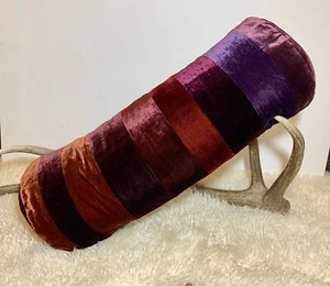 Z GALLERIE Velvet Purple Red Orange 26" Bolster Throw Bed Pillow RARE (2 AVAIL) - Picture 1 of 8