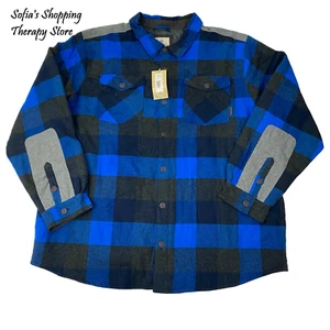 Legendary Whitetails Men's Sz 4XT Woodsman Quilted Plaid Shirt Jacket Blue Black - Picture 1 of 9