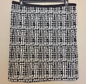 $110 (NWT) Calvin Klein Women's Plus Size 2X Black/White Jacquard Pencil Skirt - Picture 1 of 8