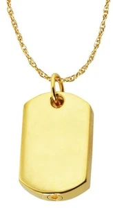 Dog Tag Ash Holder Cremation Urn Pendant Necklace 18k Gold Plated Silver - Picture 1 of 3