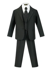 Slim Fit Toddler Boys Formal suit 5 pcs set coat,vest,pant,shirt,clip tie - Picture 1 of 13