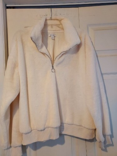 VETEMENTS Pullover donna mezza zip accogliente Nine West morbido pile giacca pullover panna XL