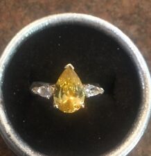 Sterling Silver Yellow And Clear Cz Ring Size 8