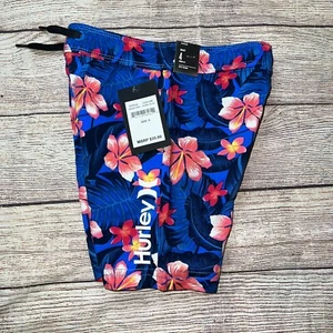 Hurley Boys Shorts Hawaiian Floral Soft Signal Blue NEW - Picture 1 of 2