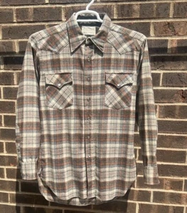 Vintage Pendleton High Grade Western Wear Mens M Pearl Snap Wool Shirt Plaid - Picture 1 of 7