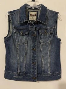 Mudd Womens Medium Blue Cotton Button-Up Denim Sleeveless Vest! A5146 - Picture 1 of 5