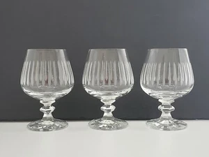 Vertical Cut Crystal Brandy Snifter Goblets Glasses Set Of 3 - Picture 1 of 10
