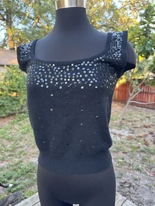 Vintage 70s 80s Don Rakow Stevens Creek Angora Lambswool Sequin Sweater Tank Top - Picture 1 of 6