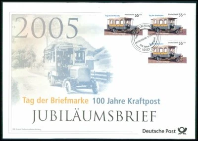GERMAN POST ANNIVERSARY-FDC 2005 KRAFTPOST AUTOMOBILE POSTBUS CARS BUS u731 - Image 1 of 4