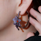 Elegant Purple CZ Large Round Dangle Drop Tassel Flower Hoop Earring for Brides
