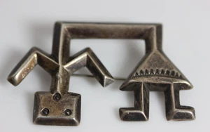 Pin de figura de palo abstracto de plata de ley 925-12254 - Imagen 1 de 4