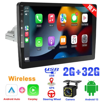10.1'' 2 Din Android 13 Touch Screen Car Stereo Radio GPS WIFI Carplay Universal - Image 1 of 4