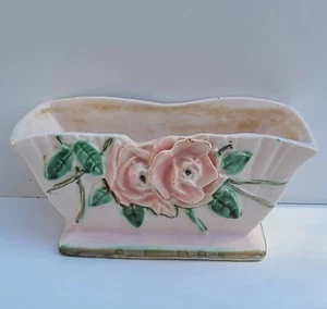 Vintage McCoy Pottery Wild Rose Pink Rectangular Flower Planter - Picture 1 of 10