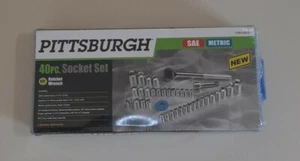 Brand New Pittsburg 40 Piece Socket Set SAE & Metric 3/8” Drive Ratchet W/Case - Foto 1 di 12