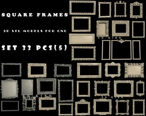 33 Stück STL 3D Modelle SQUARE FRAMES 5 für CNC Oberfräse Aspire Artcam 3D Drucker - Bild 1 von 12