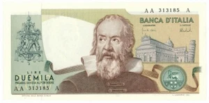 2000 LIRE GALILEO GALILEI BANCA D'ITALIA PRIMA SERIE TRIPLA A 08/10/1973 SUP - Picture 1 of 6