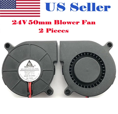 2Pcs  24V DC50mm Blowers Cooling Fan 5015 Hotend Extruder For RepRap 3D Printer  - Image 1 of 4