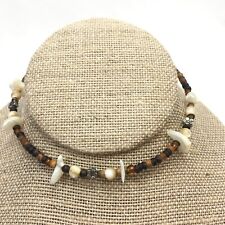 Vintage Polished Agate Seed Bead Memory Band Choker NECKLACE, Costume Jewelry