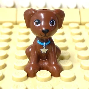 LEGO® Minifig Dog Puppy Animal MiniFigure Reddish Brown Azure Collar 27986pb01 - Picture 1 of 4