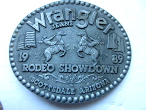 Wrangler Jeans Rodeo Showdown 1989 Scottsdale Arizona ADM ZEE belt buckle - Picture 1 of 6
