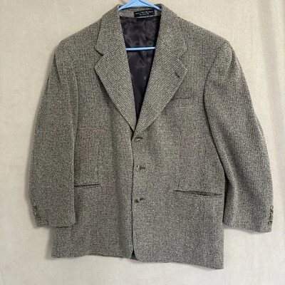 Chaqueta deportiva Chereskin Folio 46R mezcla de cachemir marrón tweed cuadros tela Italia Foto 1 de 4