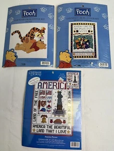 Vintage Disney Winnie The Pooh Cross Stitch Kit Lot Tigger America - Picture 1 of 5