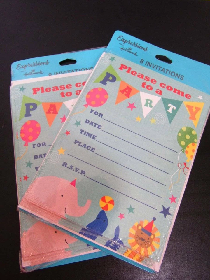 Hallmark Birthday Invitation Cards 2 Packs Invitations Kids Baby Shower Blue 16 - Image 1 of 3