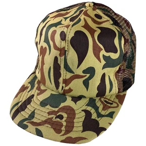 Vintage 80's Sam-Sen Green/Brown Camouflage Mesh Trucker Hat  7" - 7 5/8" NICE! - Picture 1 of 8