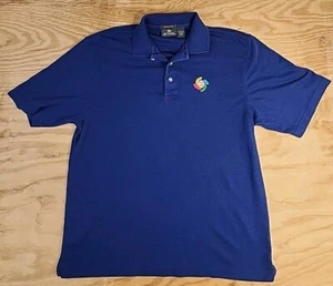 World Baseball Logo Blue Knit Cotton Polo Shirt Mens Large - Picture 1 of 9