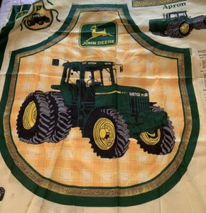 JOHN DEERE Chef APRON FABRIC PANEL Cut Sew TRACTOR bonus pillow fabric - Picture 1 of 7