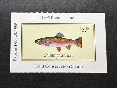 WTDstamps - 1995 RHODE ISLAND - State Trout Fishing Stamp - Mint OG NH - Image 1 of 2