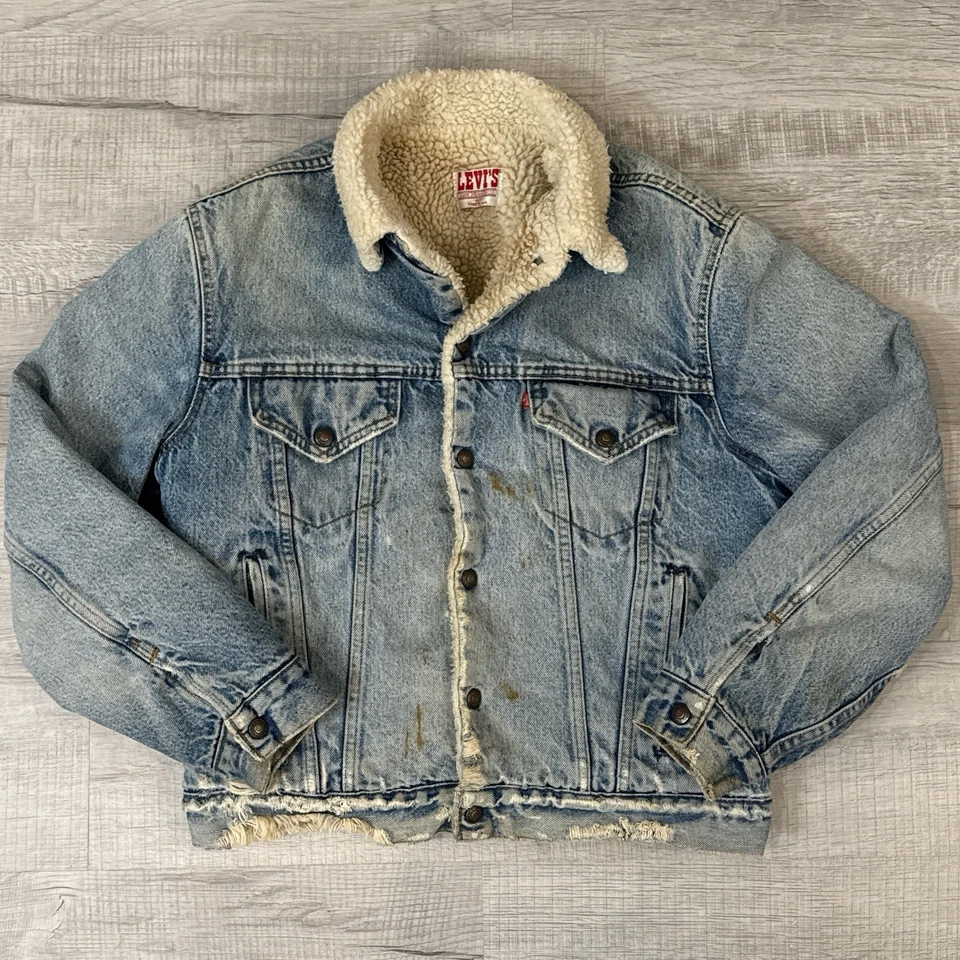 Chaqueta de piel vaquera forrada Levi's Sherpa vintage años 80 para hombre Foto 1 de 4