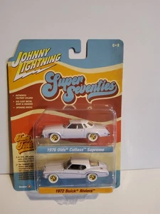 1:64 1976 OLDSMOBILE & 1972 BUICK, CHASE WHITE LIGHTNING Set, JOHNNY LIGHTNING  - Picture 1 of 1