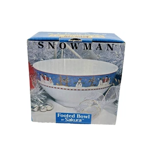 Sakura Debbie Mumm Snowman Footed Serving Bowl 8" NIB - Picture 1 of 7