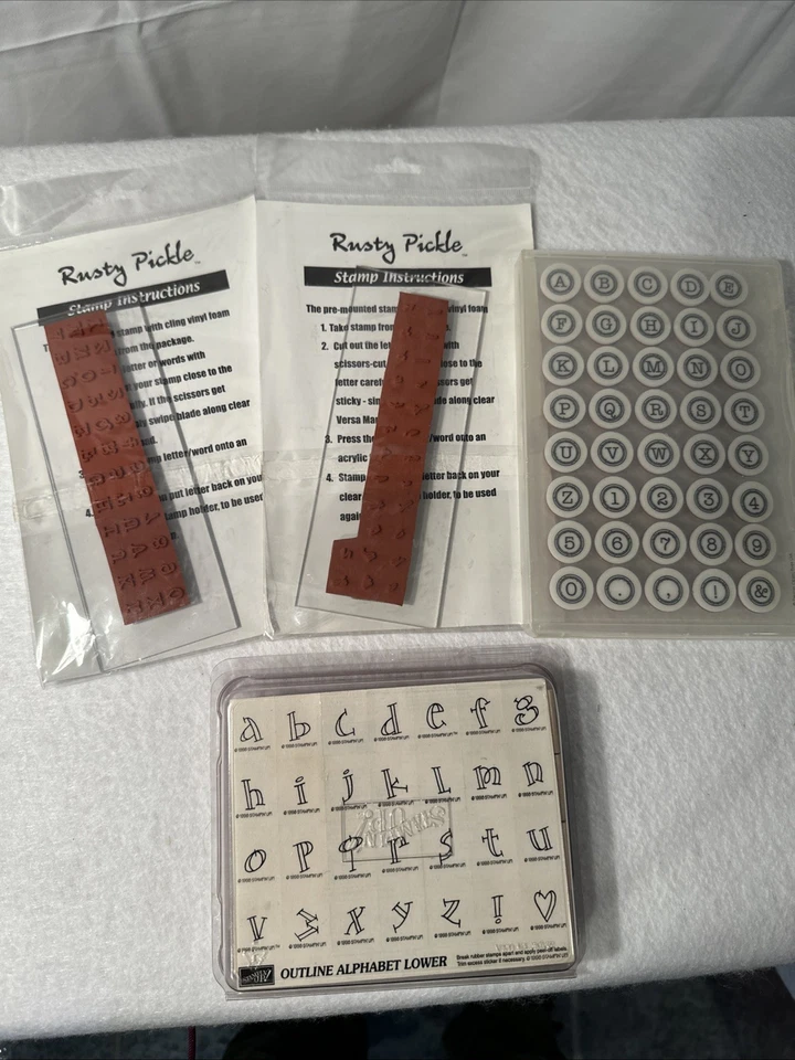 Lote De 4 Nuevos Juegos Estampillas De Goma Letras Completo Alfabeto Diferentes Fuentes Nuevo Foto 1 de 4